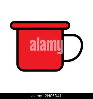 Coffee mug icon line isolated on white background. Black flat thin icon on modern outline style. Linear symbol and editable stroke. Simple and pixel p Stock Vector