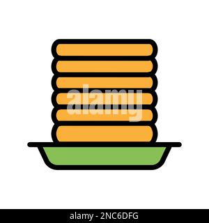 Pancakes icon line isolated on white background. Black flat thin icon on modern outline style. Linear symbol and editable stroke. Simple and pixel per Stock Vector