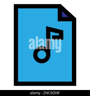 Music file icon line isolated on white background. Black flat thin icon on modern outline style. Linear symbol and editable stroke. Simple and pixel p Stock Vector