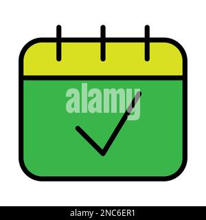 Calendar check icon line isolated on white background. Black flat thin icon on modern outline style. Linear symbol and editable stroke. Simple and pix Stock Vector
