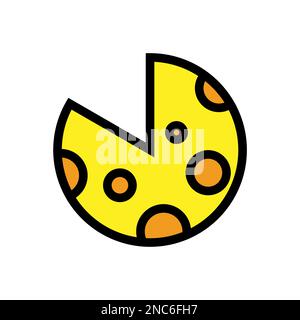 Round cheese icon line isolated on white background. Black flat thin icon on modern outline style. Linear symbol and editable stroke. Simple and pixel Stock Vector