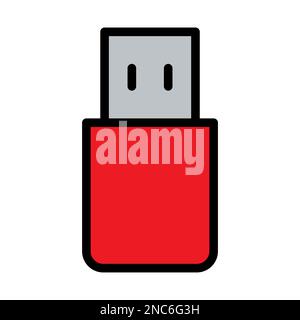 Flash drive icon line isolated on white background. Black flat thin icon on modern outline style. Linear symbol and editable stroke. Simple and pixel Stock Vector