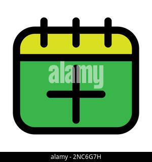 Calendar add icon line isolated on white background. Black flat thin icon on modern outline style. Linear symbol and editable stroke. Simple and pixel Stock Vector