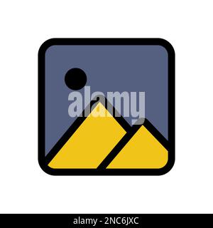 Photos icon line isolated on white background. Black flat thin icon on modern outline style. Linear symbol and editable stroke. Simple and pixel perfe Stock Vector