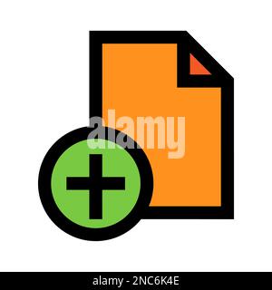 Add file icon line isolated on white background. Black flat thin icon on modern outline style. Linear symbol and editable stroke. Simple and pixel per Stock Vector