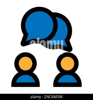 People talk icon line isolated on white background. Black flat thin icon on modern outline style. Linear symbol and editable stroke. Simple and pixel Stock Vector
