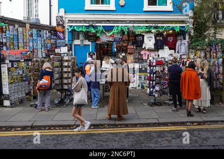 Souvenir shop in Portobello Road Market in Notting Hill, London England United Kingdom UK Stock Photo