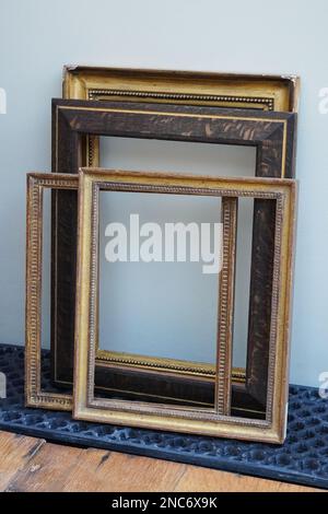 Old wooden painting frames Stock Photo