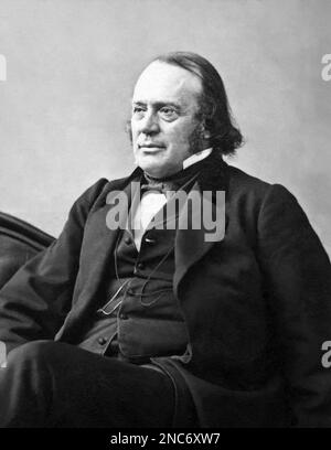 Louis Agassiz (1807-1873), renowned Swiss-American geologist, zoologist, paleontologist and natural scientist was a professor at Harvard University and an outspoken critic of Darwin's theory of evolution. (c1864 Photo by A. Sonrel) Stock Photo