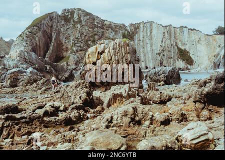 Playa del Silencio, Cudillero, Asturias, Spain. One of the most beautiful and fascinating beaches in Europe Stock Photo