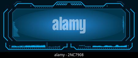 Holographic display with frames and interface. Science Fiction elements for the GUI, UI Stock Vector