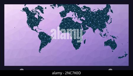 Abstract map of world network. Guyou hemisphere-in-a-square projection. World network map. Stock Vector