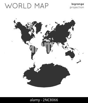 World map. Globe in Lagrange projection, plain style. Modern vector illustration. Stock Vector