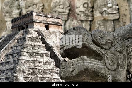 Chichen Itza was an important Maya religious and political center located in Yucatán, Mexico. Stock Photo