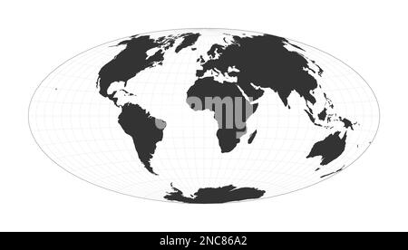 Map of The World. Hammer projection. Globe with latitude and longitude ...