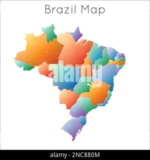 Low poly map of Brazil. Brazil geometric polygonal, mosaic style map. Stock Vector