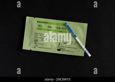 Fentanyl test strip. Fentanyl test strips are a low-cost method of helping prevent drug overdoses Stock Photo