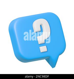 3D Question mark speech bubble icon. Blue Message box with question sign. FAQ symbol concept. Cartoon Question mark speech bubble icon isolated on whi Stock Photo