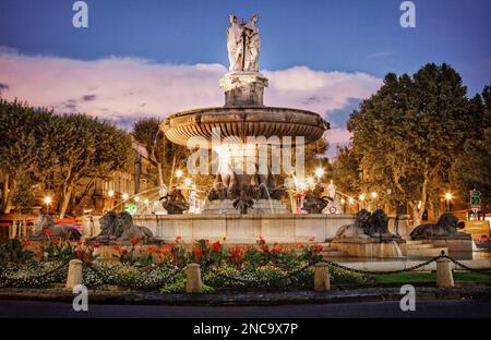 The central Fontaine De La Rotonde in Aix en Provence, France. Stock Photo