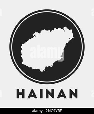 Hainan logo. Sign with the map of the island and colored stripes ...