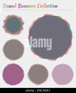 Round labels. Circular backgrounds in bold colors. Awesome vector illustration. Stock Vector