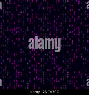 Tech background. Magenta sparse hexadecimal background. Medium sized seamless pattern. Creative vector illustration. Stock Vector