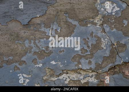 Pastel Horizontal Wall Texture Urban Old Brick Wall Background. Vintage Gray Retro Plaster Wall Structure. Grungy Shabby Uneven Solid Paint Stock Photo