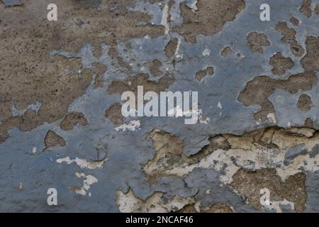 Pastel Horizontal Wall Texture Urban Old Brick Wall Background. Vintage Gray Retro Plaster Wall Structure. Grungy Shabby Uneven Solid Paint Stock Photo