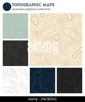 Topographic maps. Awesome isoline patterns, seamless design. Appealing tileable background. Vector illustration. Stock Vector
