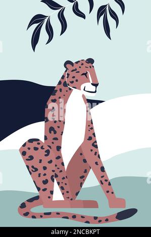 African jungle tiger. Wild fauna, tropical animal, mammal safari wildlife vector cartoon illustration Stock Vector