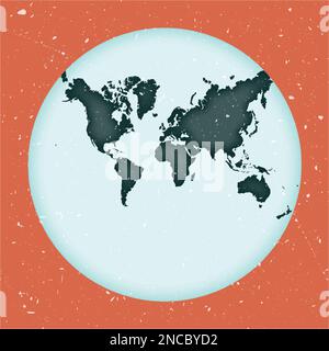 World Map Poster. Lagrange conformal projection. Vintage World shape with grunge texture. Modern vector illustration. Stock Vector