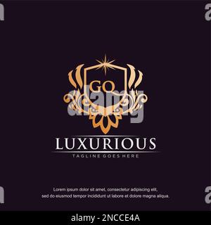 GQ initial letter luxury ornament gold monogram logo template vector. Stock Vector