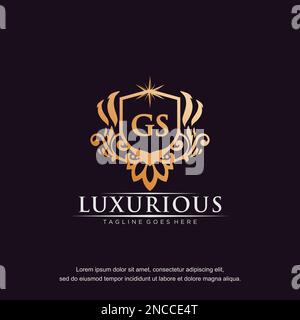 GS initial letter luxury ornament gold monogram logo template vector. Stock Vector