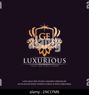 GE initial letter luxury ornament gold monogram logo template vector. Stock Vector