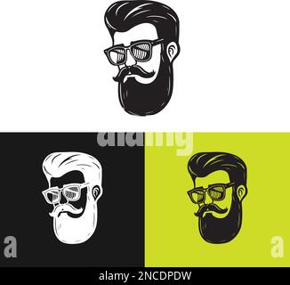 Charming hipster barber logo brand wordmark illustration Stock Vector