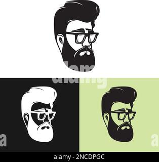 Charming hipster barber logo brand wordmark illustration Stock Vector