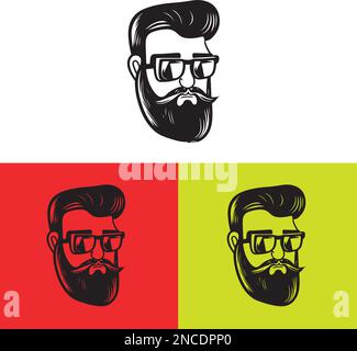 Charming hipster barber logo brand wordmark illustration Stock Vector