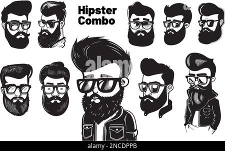 Charming hipster barber logo pack brand wordmark illustrations Stock Vector