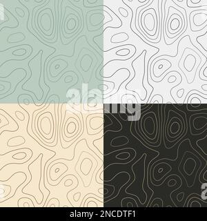 Topography patterns. Seamless elevation map tiles. Astonishing isoline background. Classy tileable patterns. Vector illustration. Stock Vector