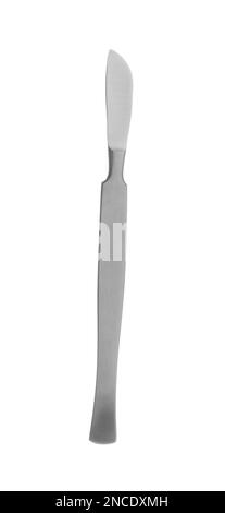 Surgical scalpel on white background. Medical instrument Stock Photo