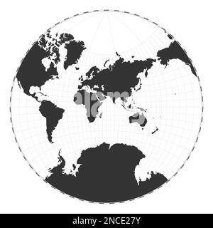 Vector world map. Lagrange conformal projection. Plain world geographical map with latitude and longitude lines. Centered to 60deg W longitude. Vector Stock Vector