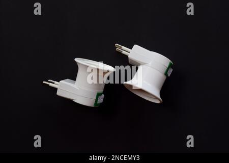 Light bulb socket isolated on a black background. with on off switch Stock Photo