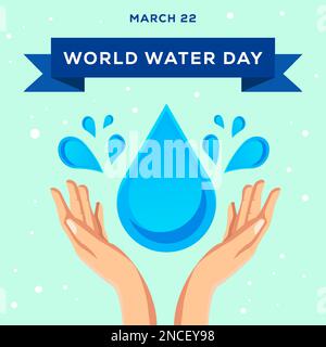 flat design world water day illustration with hands Stock Vector