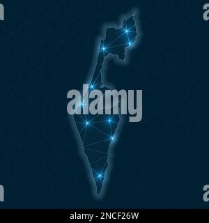 Network Israel Israel - communication network map of country. Israel trendy geometric ...
