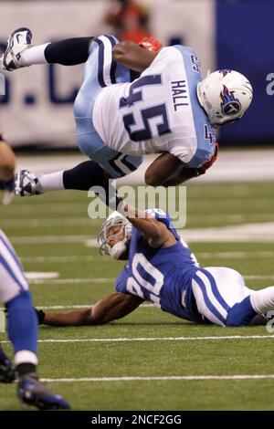 Tennessee Titans running back Ahmard Hall (45) heads upfield