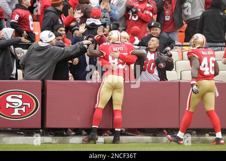 San Francisco 49ers celebrate their third quarter goal line stance that  stopped a Cincinnati Bengals scoring threat from within the one-yard-line,  on a fourth down situation, during Super Bowl XVI in Pontiac