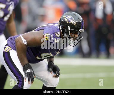 Landover, Maryland, USA. 29th Aug, 2019. 8Washington Redskins defensive  tackle JoJo Wicker (64) celebrates after making the huge stop during a goal  line stand in the preseason game between the Baltimore Ravens