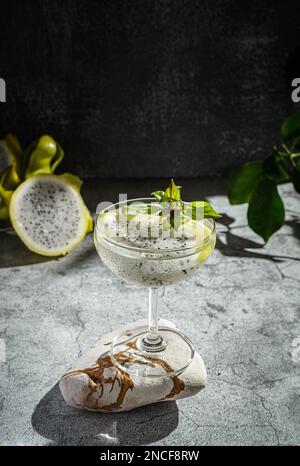 cocktail with pitahaya on a dark background. High quality photo Stock Photo