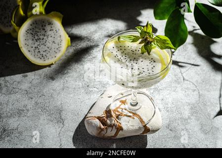 cocktail with pitahaya on a dark background. High quality photo Stock Photo