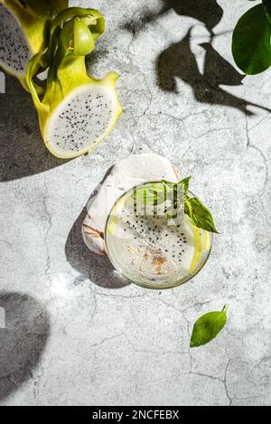 cocktail with pitahaya on a dark background. High quality photo Stock Photo